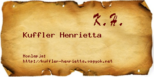 Kuffler Henrietta névjegykártya